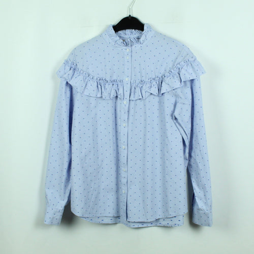 Second Hand H&M Bluse Gr. 40 blau weiß gestreift mit Punkten (*)