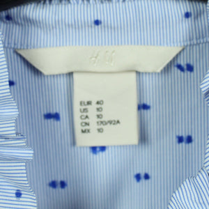 Second Hand H&M Bluse Gr. 40 blau weiß gestreift mit Punkten (*)
