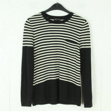 Laden Sie das Bild in den Galerie-Viewer, Second Hand RENA LANGE Pullover Gr. 38 schwarz weiß gestreift Feinstrick (*)