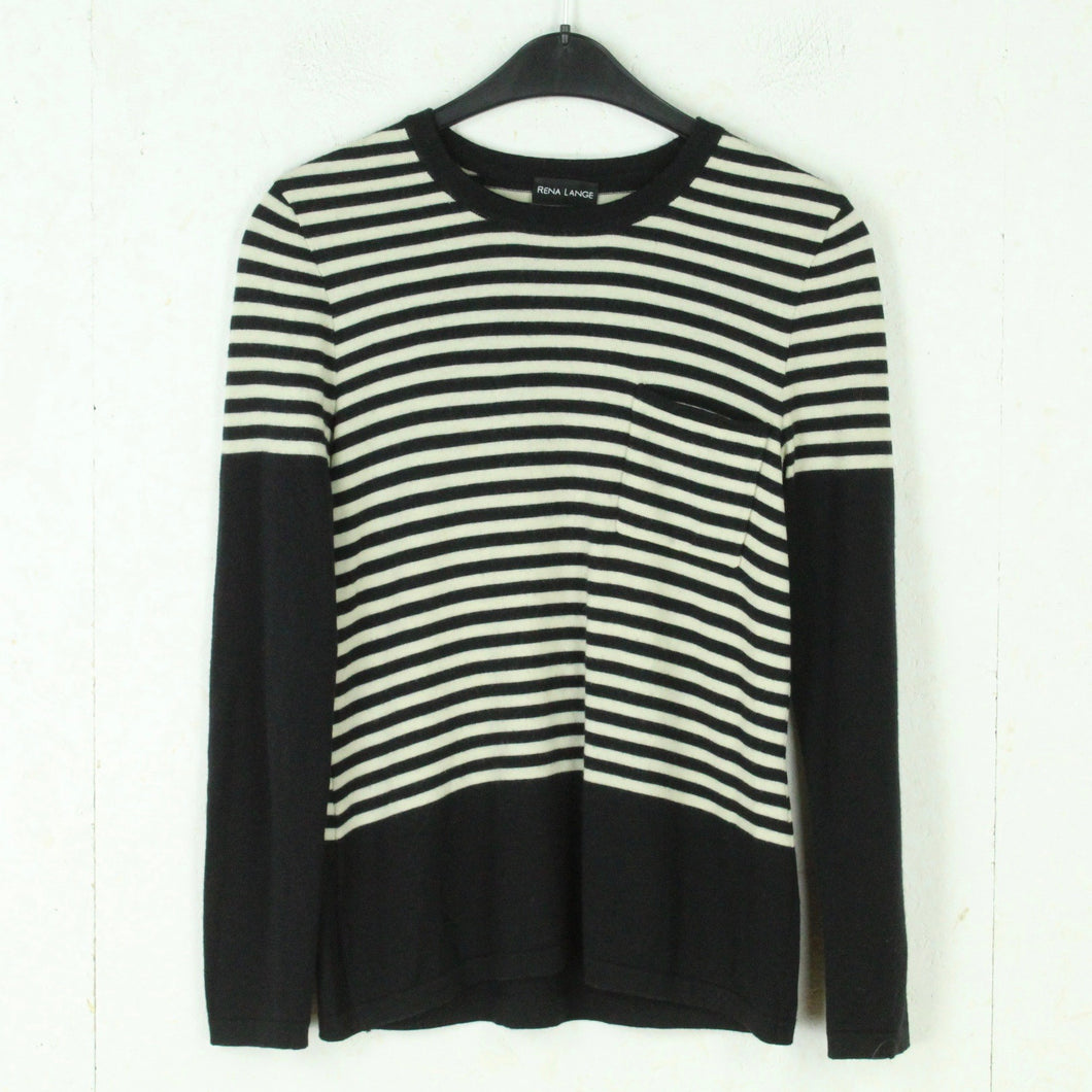 Second Hand RENA LANGE Pullover Gr. 38 schwarz weiß gestreift Feinstrick (*)