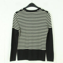 Laden Sie das Bild in den Galerie-Viewer, Second Hand RENA LANGE Pullover Gr. 38 schwarz weiß gestreift Feinstrick (*)
