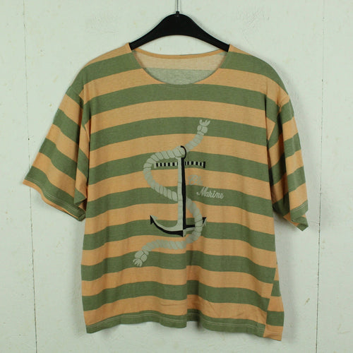 Vintage T-Shirt Gr. M grün nude gestreift 