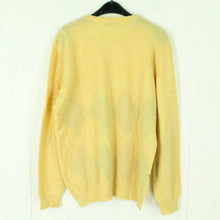 Laden Sie das Bild in den Galerie-Viewer, VINTAGE Pullover mit Wolle Gr. L gelb mehrfarbig Rauten Muster