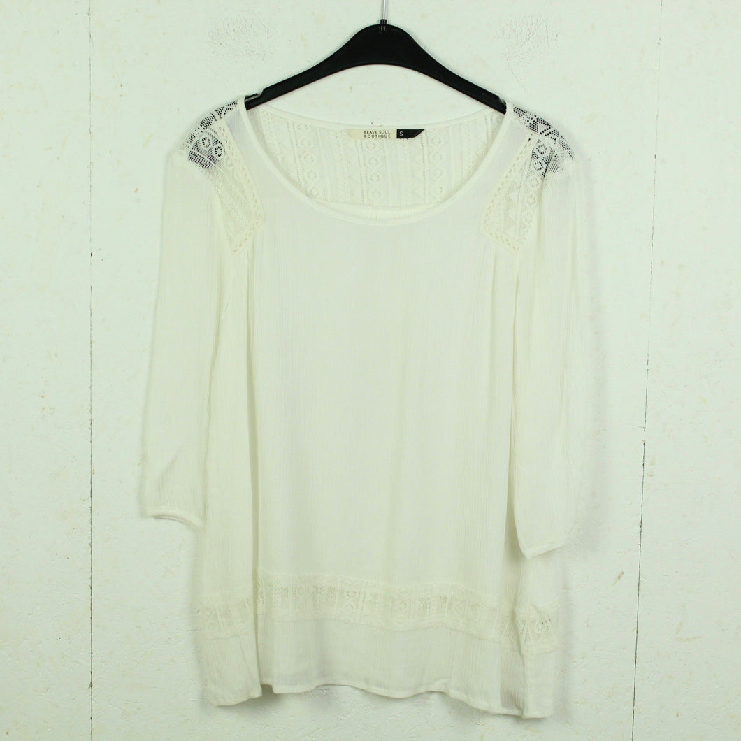 Second Hand BRAVE SOUL Bluse Gr. S weiss 3/4-Arm Boho (*)