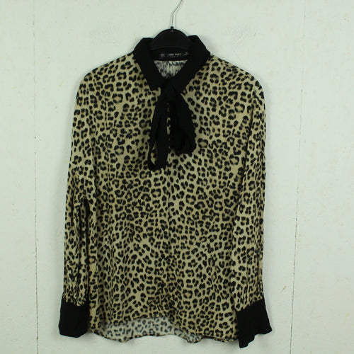 Second Hand ZARA Bluse Gr. M schwarz beige Animalprint (*)