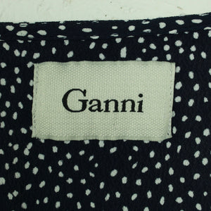Second Hand GANNI Bluse Gr. XS blau weiß gepunktet oversized (*)