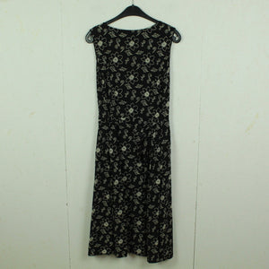 Vintage Kleid Gr. M schwarz weiß geblümt Boho Midikleid