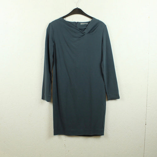 Second Hand COS Seidenkleid Gr. 34 blaugrau Langarmkleid Seide (*)
