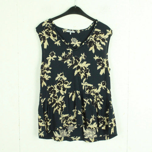 Second Hand GANNI Bluse Gr. 40 dunkelblau beige geblümt Blusentop (*)