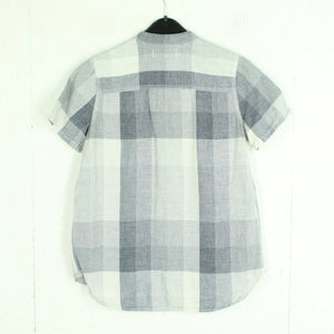 Second Hand MADEWELL Bluse mit Leinen Gr. XS weiß blau kariert (*)