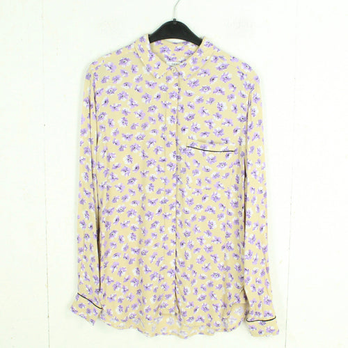 Second Hand GANNI Bluse Gr. 40 beige lila geblümt(*)