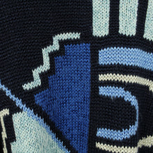 Laden Sie das Bild in den Galerie-Viewer, Vintage Female Pullover Gr. L blau gemustert