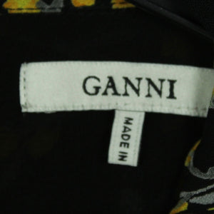 Second Hand GANNI Kleid Gr. 40 schwarz geblümt 3/4-Arm (*)