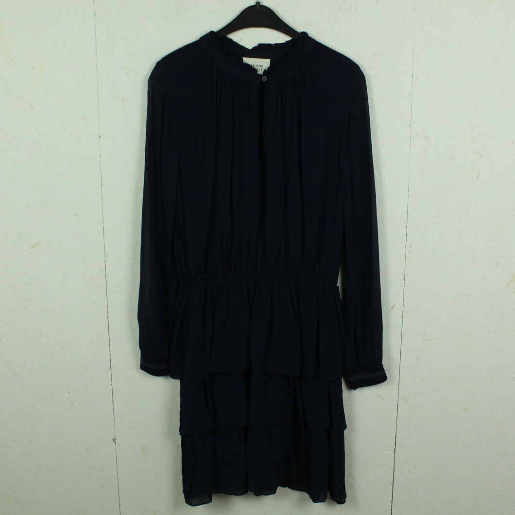 Second Hand SECOND FEMALE Kleid Gr. S dunkelblau Volants (*)