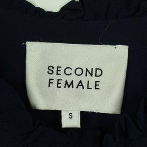 Second Hand SECOND FEMALE Kleid Gr. S dunkelblau Volants (*)