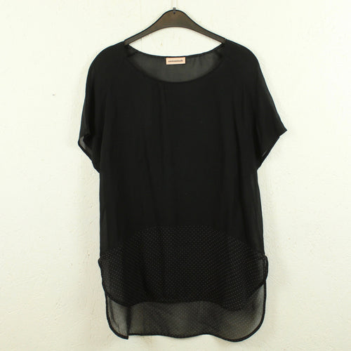 Second Hand CUSTOMMADE Bluse Gr. M schwarz gepunktet Kurzarmbluse (*)