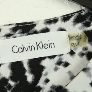 Second Hand CALVIN KLEIN Bluse Gr. S weiß schwarz gemustert Blusentop (*)