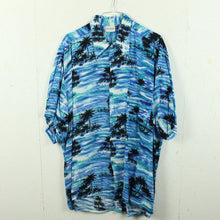 Laden Sie das Bild in den Galerie-Viewer, Vintage Hawaii Hemd Gr. XL blau mehrfarbig Palmen