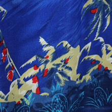 Laden Sie das Bild in den Galerie-Viewer, Vintage Hawaii Hemd Gr. L blau mehrfarbig Kurzarm Palmen