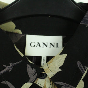 Second Hand GANNI Bluse Gr. S schwarz mehrfarbig geblümt (*)