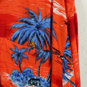Vintage Hawaii Hemd Gr. XL rot blau Palmen