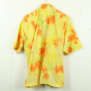 Vintage Hawaii Hemd Gr. L gelb bunt Kurzarm Blumen