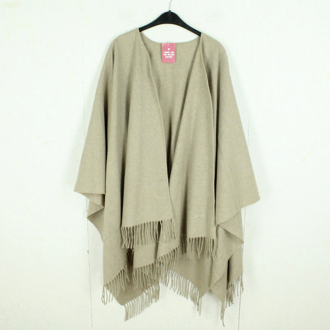 Second Hand LES COPAINS Cape Gr. ONE SIZE beige mit Fransen  (*)