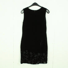 Laden Sie das Bild in den Galerie-Viewer, Vintage Samtkleid Gr. S schwarz Kleid Samt mit Blumenmuster