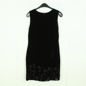Vintage Samtkleid Gr. S schwarz Kleid Samt mit Blumenmuster