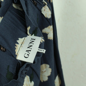 Second Hand GANNI Carmenbluse Gr. S blau geblümt Bluse (*)