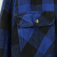 Laden Sie das Bild in den Galerie-Viewer, Vintage Flanellhemd Gr. XL schwarz blau kariert Hemd