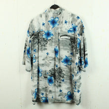 Laden Sie das Bild in den Galerie-Viewer, Vintage Hawaii Hemd Gr. L grau blau weiß Blumen