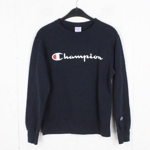 Second Hand CHAMPION Sweatshirt Gr. S dunkelblau Logo Print (*)