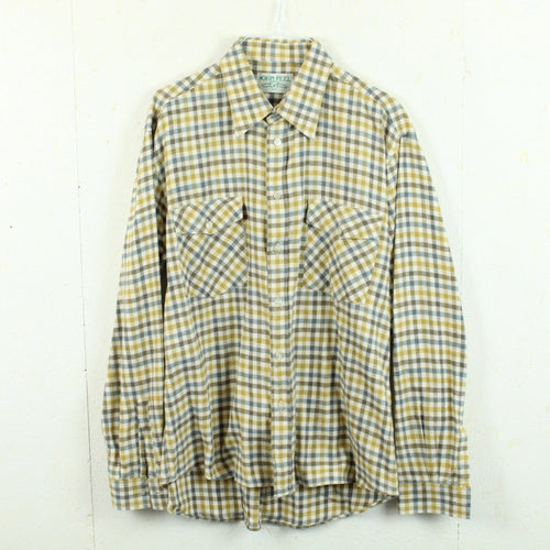 Vintage Flanellhemd Gr. M creme beige mehrfarbig kariert Hemd