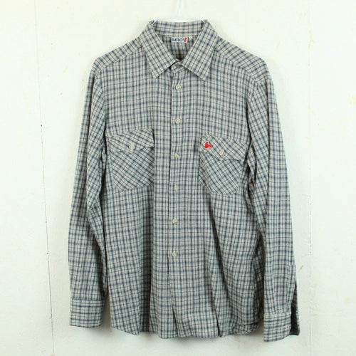 Vintage Flanellhemd Gr. S grau mehrfarbig kariert Hemd mit Wolle