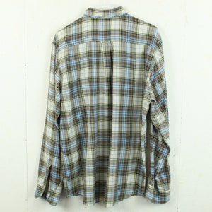 Vintage Flanellhemd Gr. L beige hellblau mehrfarbig kariert Hemd