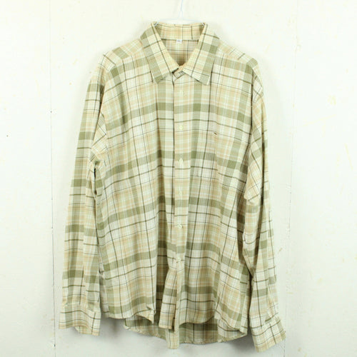 Vintage Flanellhemd Gr. XL beige grün kariert Hemd