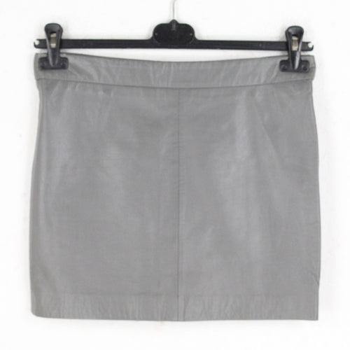 Second Hand GANNI Lederrock Rock Gr. S grau Leder Minirock (*)