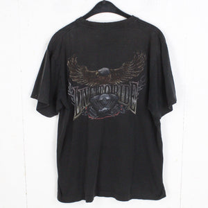 Vintage T-Shirt Gr. L schwarz mit Biker Print und Backprint