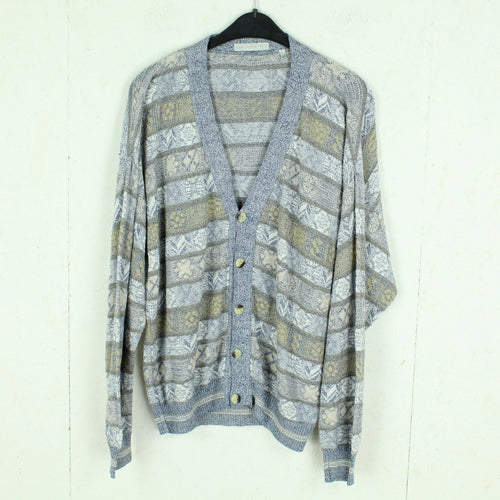 Vintage Cardigan Gr. XL hellblau mehrfarbig gemustert