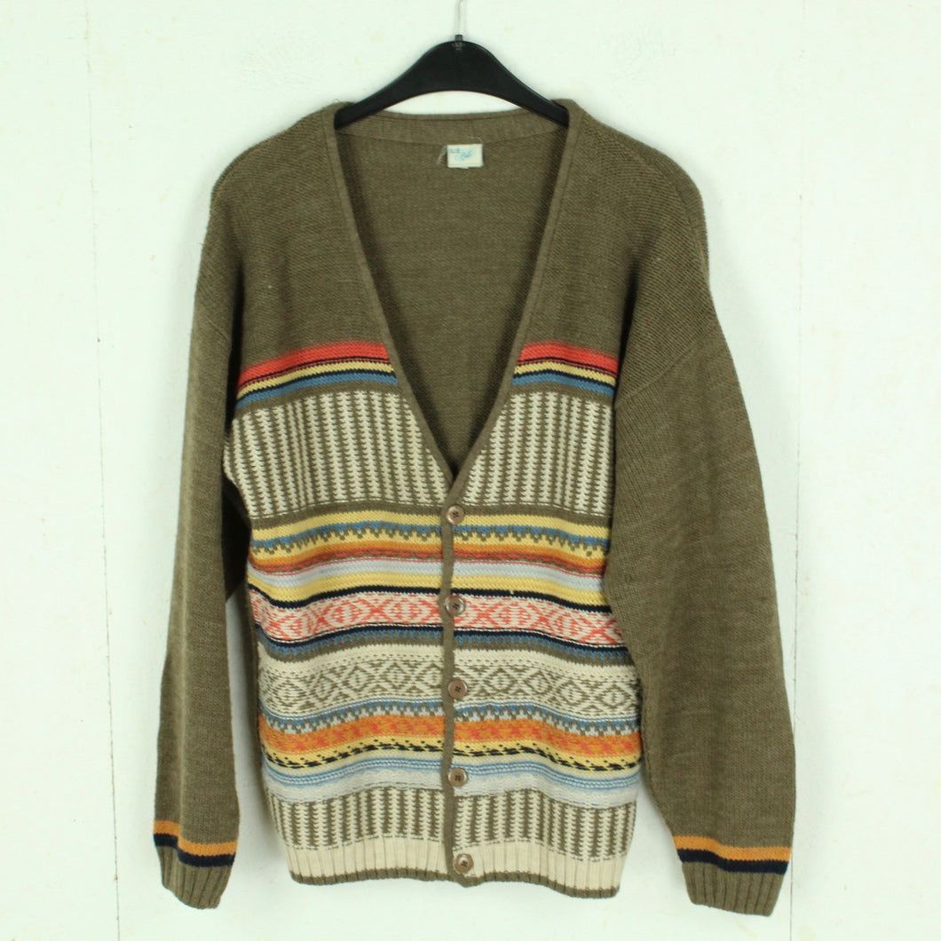 Vintage Cardigan Gr. M oliv mehrfarbig gestreift