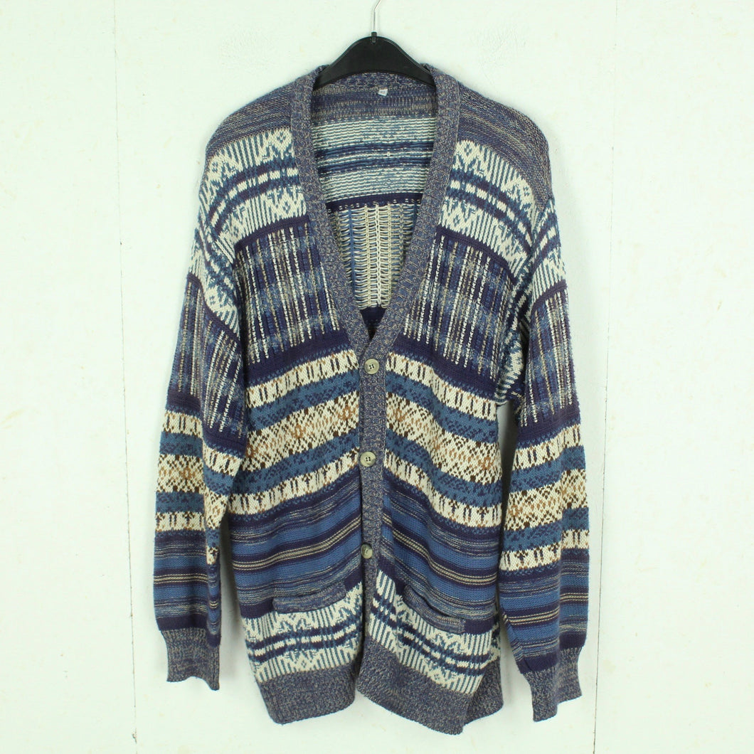 Vintage Cardigan Gr. L blau mehrfarbig Crazy Pattern