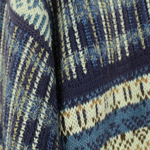 Laden Sie das Bild in den Galerie-Viewer, Vintage Cardigan Gr. L blau mehrfarbig Crazy Pattern