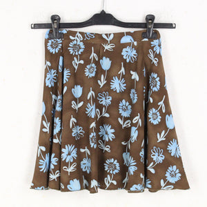 Vintage Rock Gr. XS braun blau gemustert Blumen High Waist Rock Blumenmuster