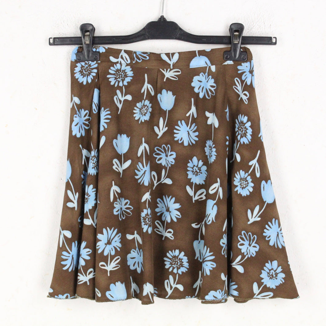 Vintage Rock Gr. XS braun blau gemustert Blumen High Waist Rock Blumenmuster