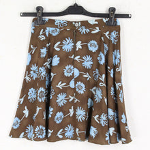Laden Sie das Bild in den Galerie-Viewer, Vintage Rock Gr. XS braun blau gemustert Blumen High Waist Rock Blumenmuster
