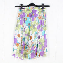 Laden Sie das Bild in den Galerie-Viewer, Vintage Rock Gr. XS bunt geblümt High Waist Rock 