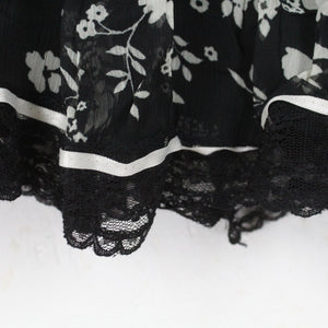 Vintage Rock Gr. S schwarz weiß gemustert Blumen High Waist Rock Blumenmuster