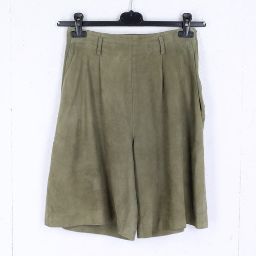 Vintage Ledershorts Gr. 38 oliv High Waist