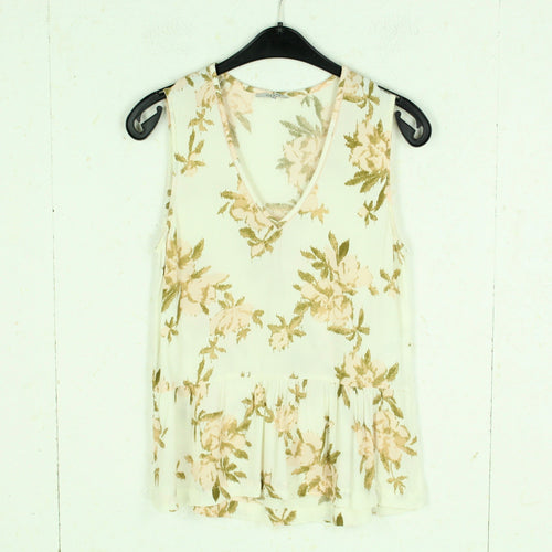 Second Hand GANNI Bluse Gr. 34 weiß mehrfarbig geblümt Blusentop (*)